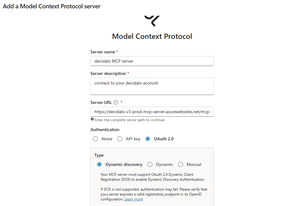 MCP tool settings