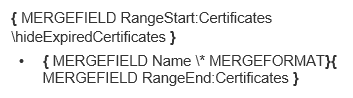 Certificates range start with the hideExpiredCertificates switch