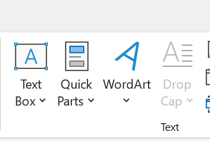 Quick Parts button in the Text group of the Word Insert tab