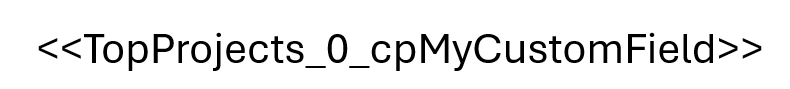 Placeholder for a custom project field on the first top project in a PowerPoint template